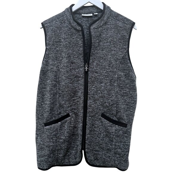 Susan Graver Fleece Vest XL Womens Zip Front Jacket Heather Gray Casual Cozy - Picture 1 of 9